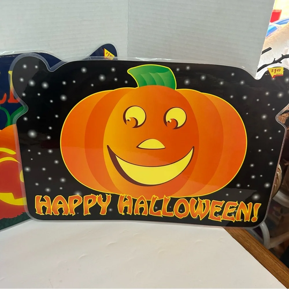 2 Bright of America Halloween table place mats laminated black cat mouse - Picture 5 of 12